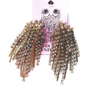 Cascade Waterfall Fringe Rhinestone Chain Earrings